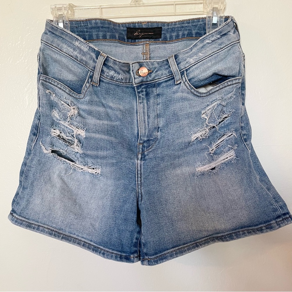 EMG Denim High Rise Distressed Shorts